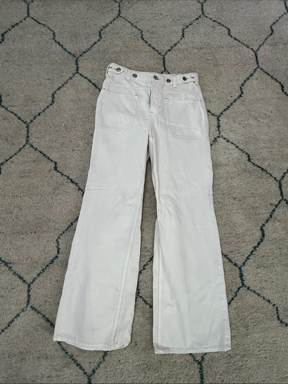 Free People Off-White High Rise Wide Leg Jeans
